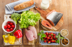 healthy diet foods on table