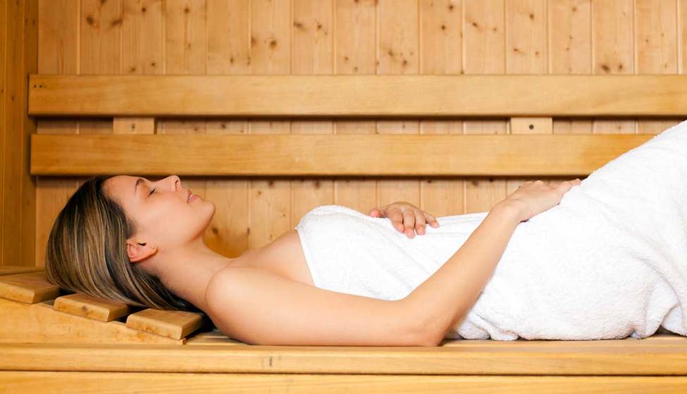 sauna woman resting