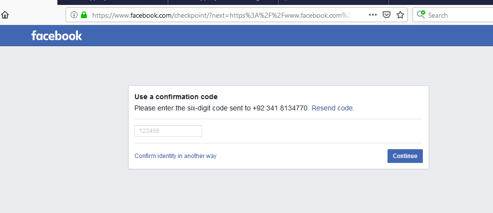 facebook not sending code